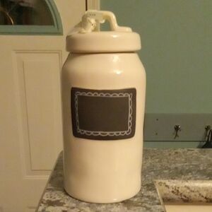 RAE DUNN Ceramic Canister with Chalkboard Label New